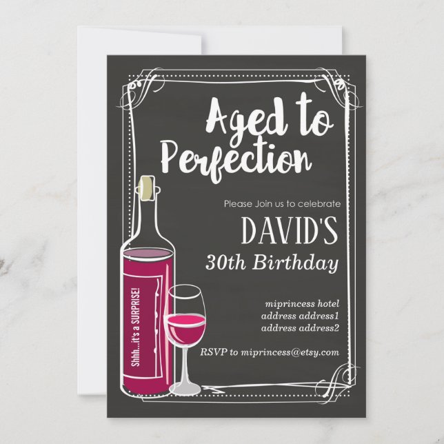 Wine birthday invitation, Aged to Perfection Invitation (Front)