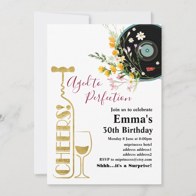 Wine birthday invitation, Aged to Perfection Invitation (Front)