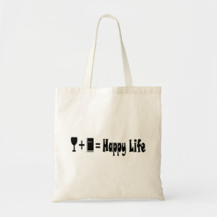Wine + Book = Happy Life Tote Bag