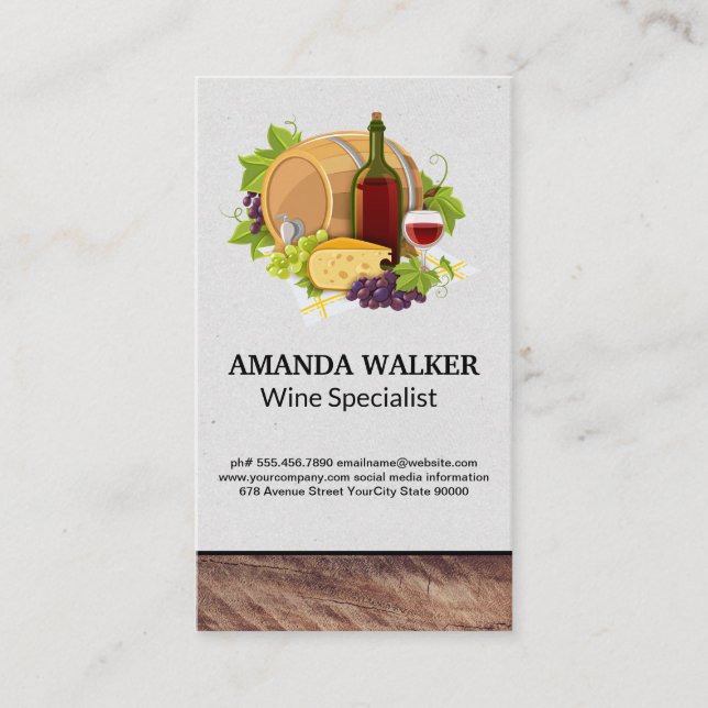 Wine Bottl | Wood Trim  Business Card (Front)