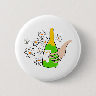 wine bottle 6 cm round badge