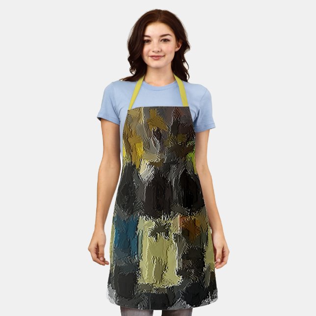 Wine Bottle All-Over Print Apron (Worn)