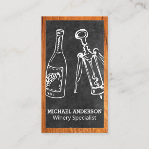 Wine Bottle and Cork Opener Winery Business Card