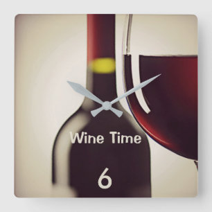 Wine Bottle and Glass Design Wall Clock