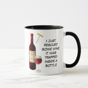 Wine bottle and glass illustration mug