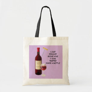 Wine bottle and glass illustration tote bag
