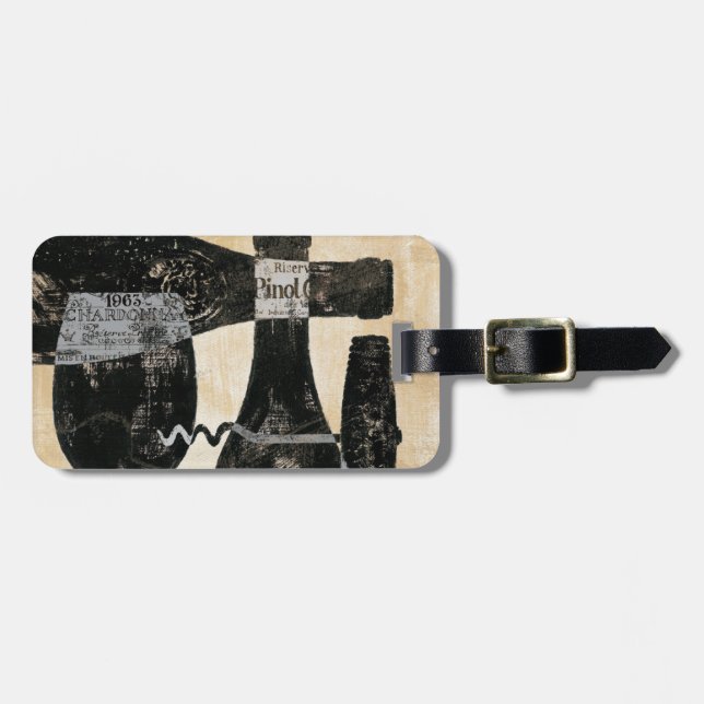 Wine Bottle and Glass Luggage Tag (Front Horizontal)