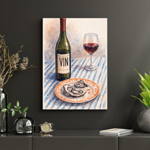 Wine Bottle and Glass Wall Art Print – Vintage Red