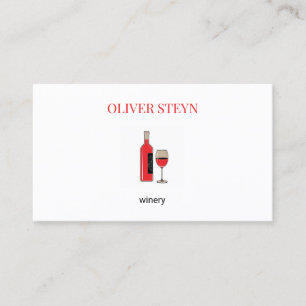 Wine bottle and glass white business card