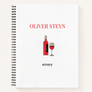 Wine bottle and glass white notebook