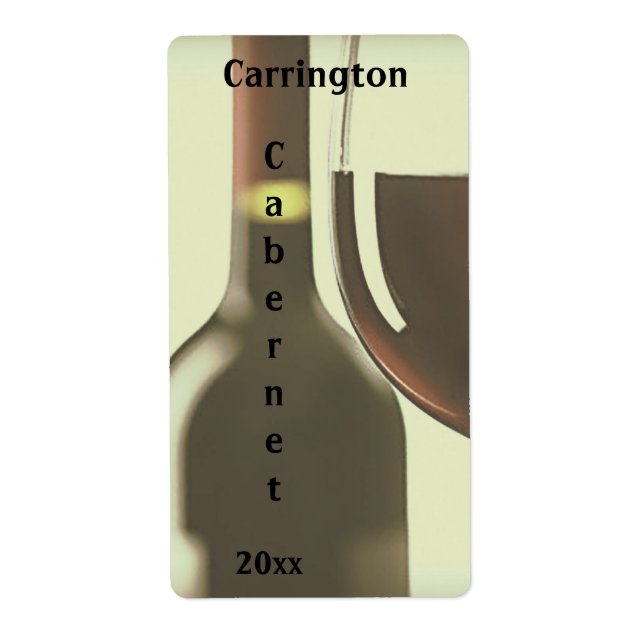 Wine Bottle and Glass Wine Label (Front)