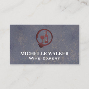 Wine Bottle and Glass Wine Stain Texture Business Card