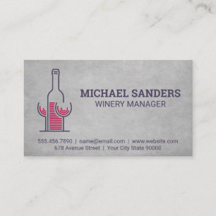 Wine Bottle and Glasses Modern Logo Business Card