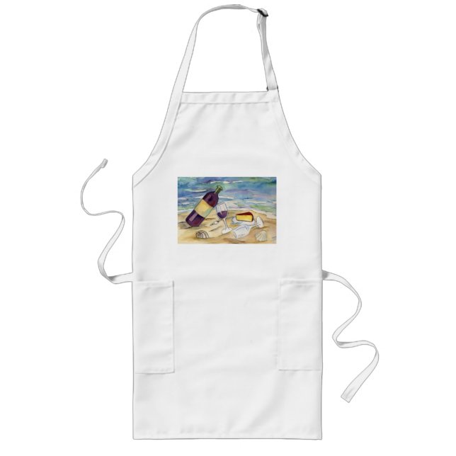 Wine Bottle and Glasses on the Beach Apron (Front)