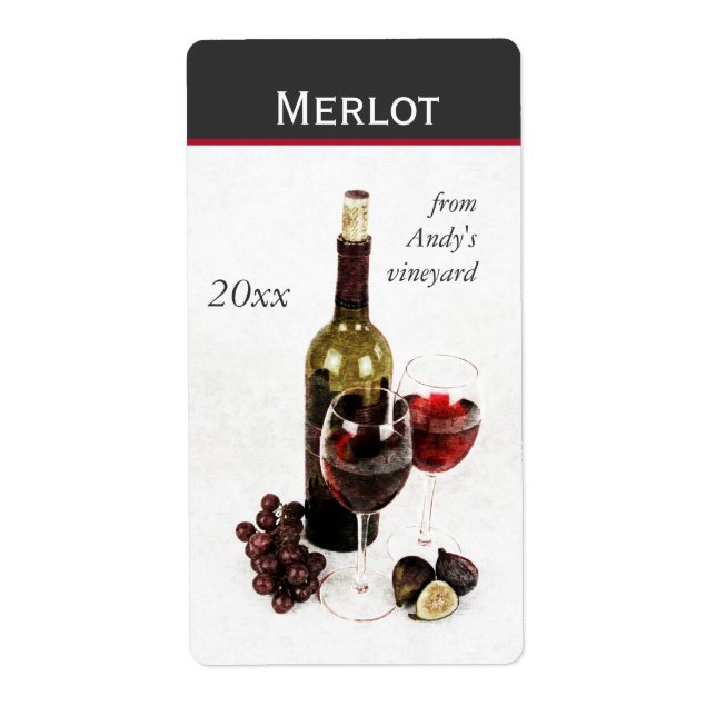 wine bottle and glasses wine bottle sticker (Front)