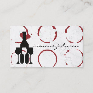 Wine Bottle and Glasses Wine Stain Business Card