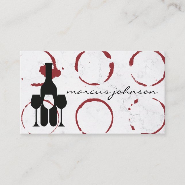 Wine Bottle and Glasses | Wine Stain Business Card (Front)