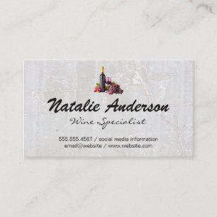 Wine Bottle and Grapes Business Card