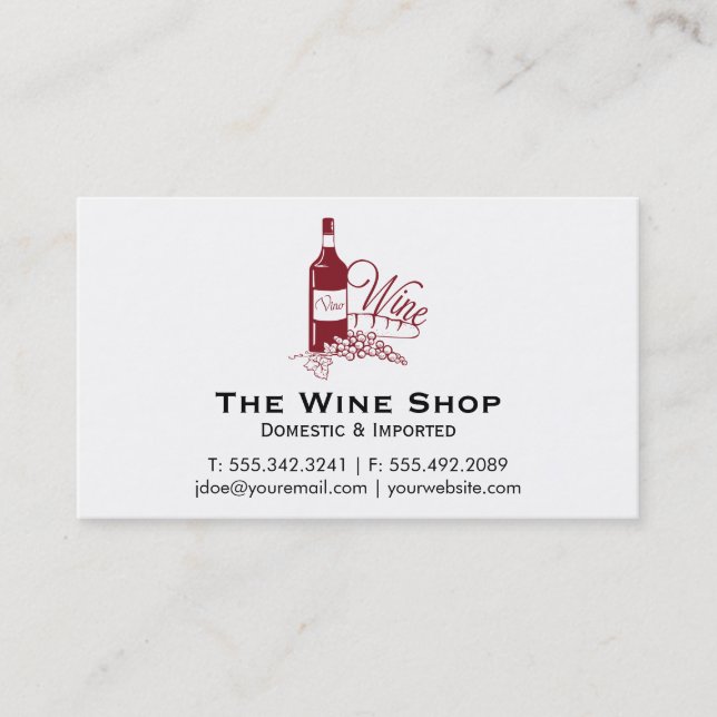 Wine Bottle and Grapes Business Card (Front)
