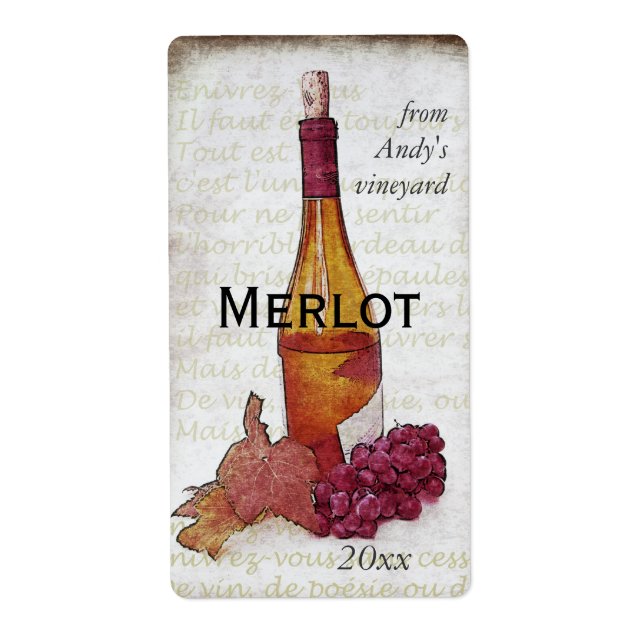 wine bottle and grapes sticker (Front)