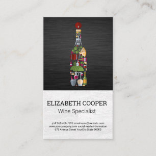 Wine Bottle and Icons Business Card