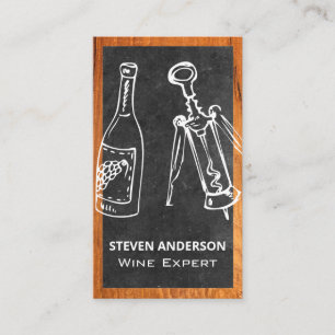 Wine Bottle and Opener Wood Business Card