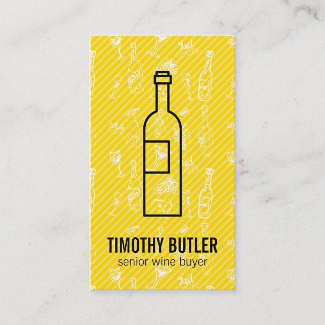 Wine Bottle and Wine Accessory Patterns Business Card (Front)