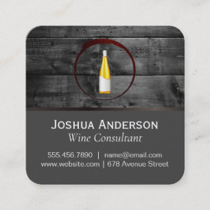 Wine Bottle and Wood Square Business Card
