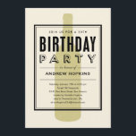 Wine Bottle Birthday Invitations<br><div class="desc">Wine birthday invitations with a modern art deco design and a wine bottle theme.  Change the custom wording to fit your party needs.</div>
