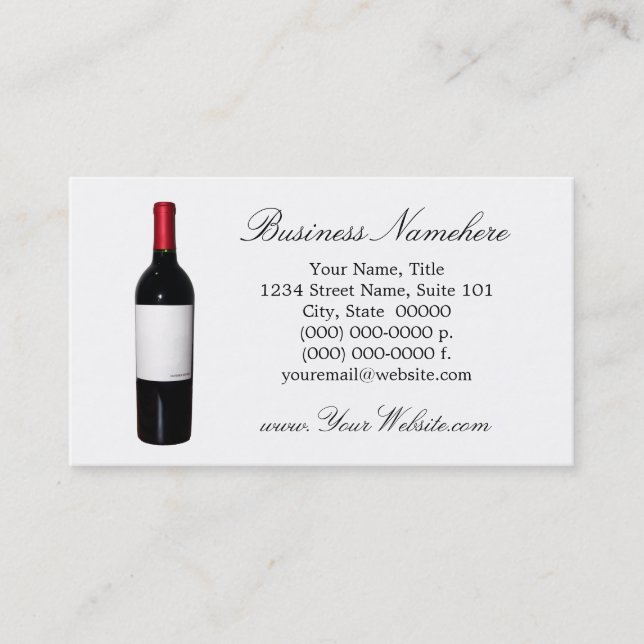 Wine Bottle (Blank Label) Business Cards (Front)