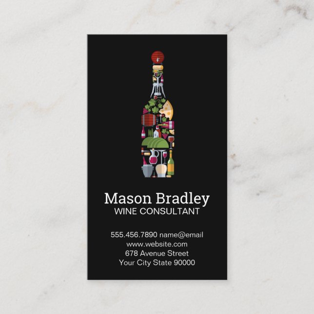 Wine Bottle Composition Business Card (Front)