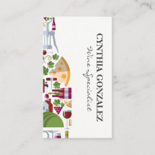 Wine Bottle Composition Cheese Grapes Business Card