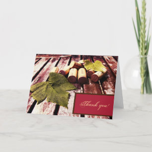 Wine bottle corks and grape leaf thank you