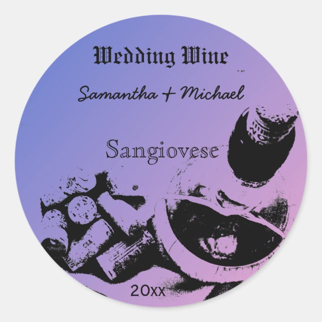 Wine Bottle Corks Sketch Custom Wedding Wine Label (Front)