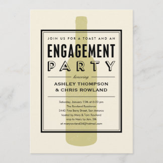 Wine Bottle Engagement Party Invitations
