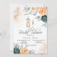 Wine Bottle Glass Chic Green Roses Dots