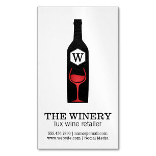 Wine Bottle & Glass Lux Texture Magnetic Business Card