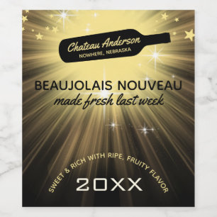 Wine bottle gold burst personalised homemade wine label