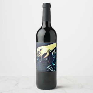 Wine Bottle Graffiti Art Label