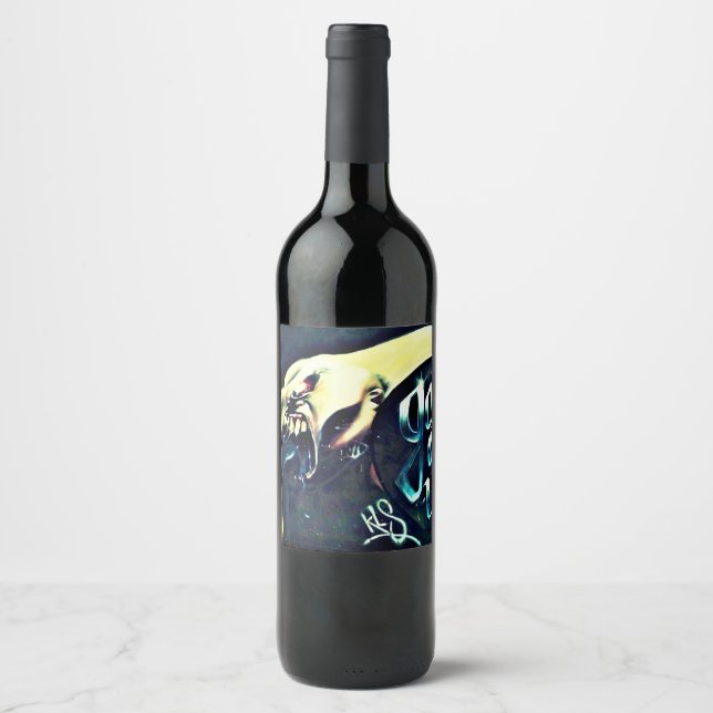 Wine Bottle Graffiti Art Wine Label (Front)
