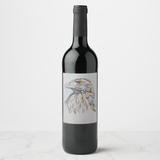 Wine bottle label, American eagle head, Eagle art Label (Front)