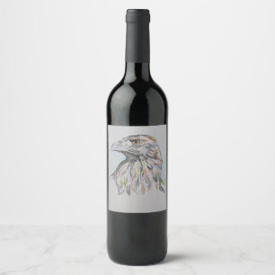 Wine bottle label, American eagle head, Eagle art Wine Label