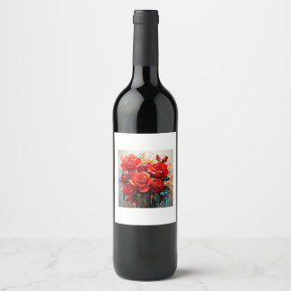 Wine Bottle Label - The Red Roses Artwork