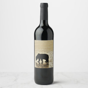 Wine Bottle Label w/ grizzly bear