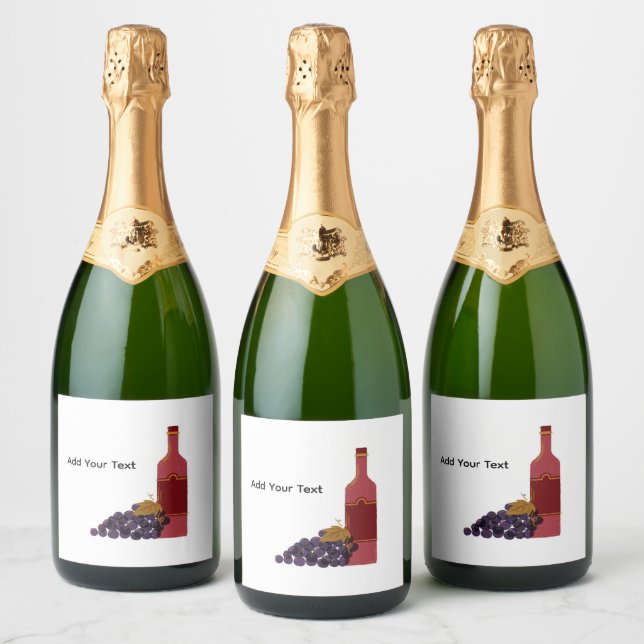 Wine Bottle Label with Grapes (Bottles)