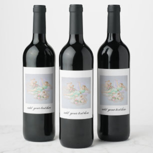 WINE BOTTLE LABEL : WOMAN WITH CHERUBS