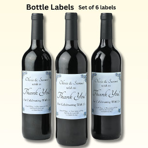 Wine Bottle Labels - Blue Peony Wedding