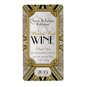 Wine Bottle Labels   Gold+Taupe+Black Art Deco v4