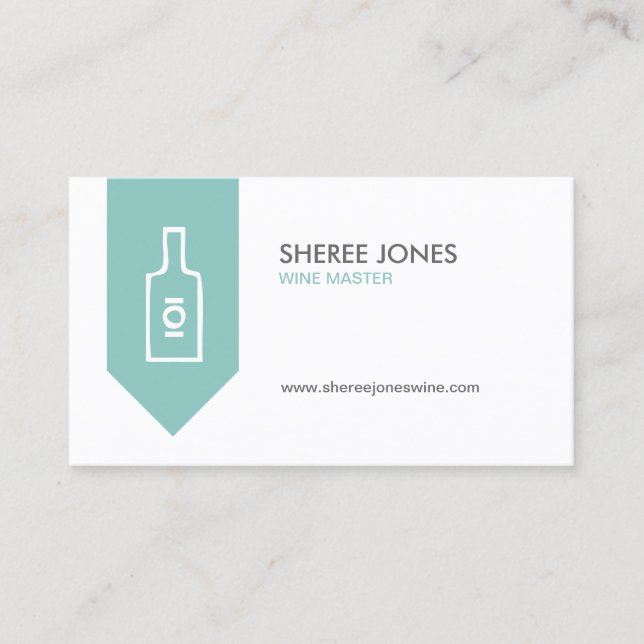 WINE BOTTLE LOGO (AQUA) Business Card (Front)