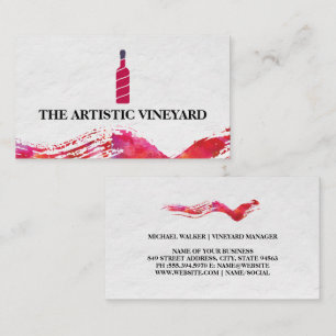 Wine Bottle Logo Artistic Watercolor Brushed Business Card